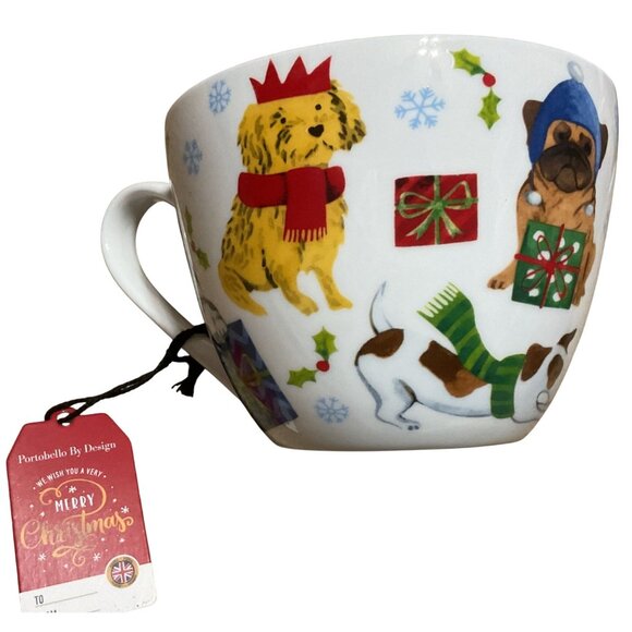 NWT Portobello By Design English Christmas Mugs 4 Set Bone China Festive Gift - Picture 4 of 11